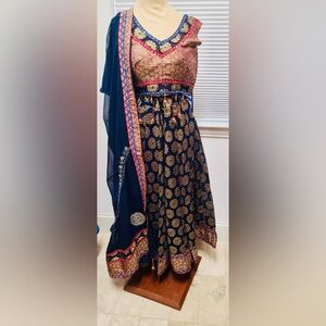 Elegant Navy and maroon Embroidered lahenga Choli set,indian/Pakistani partywear